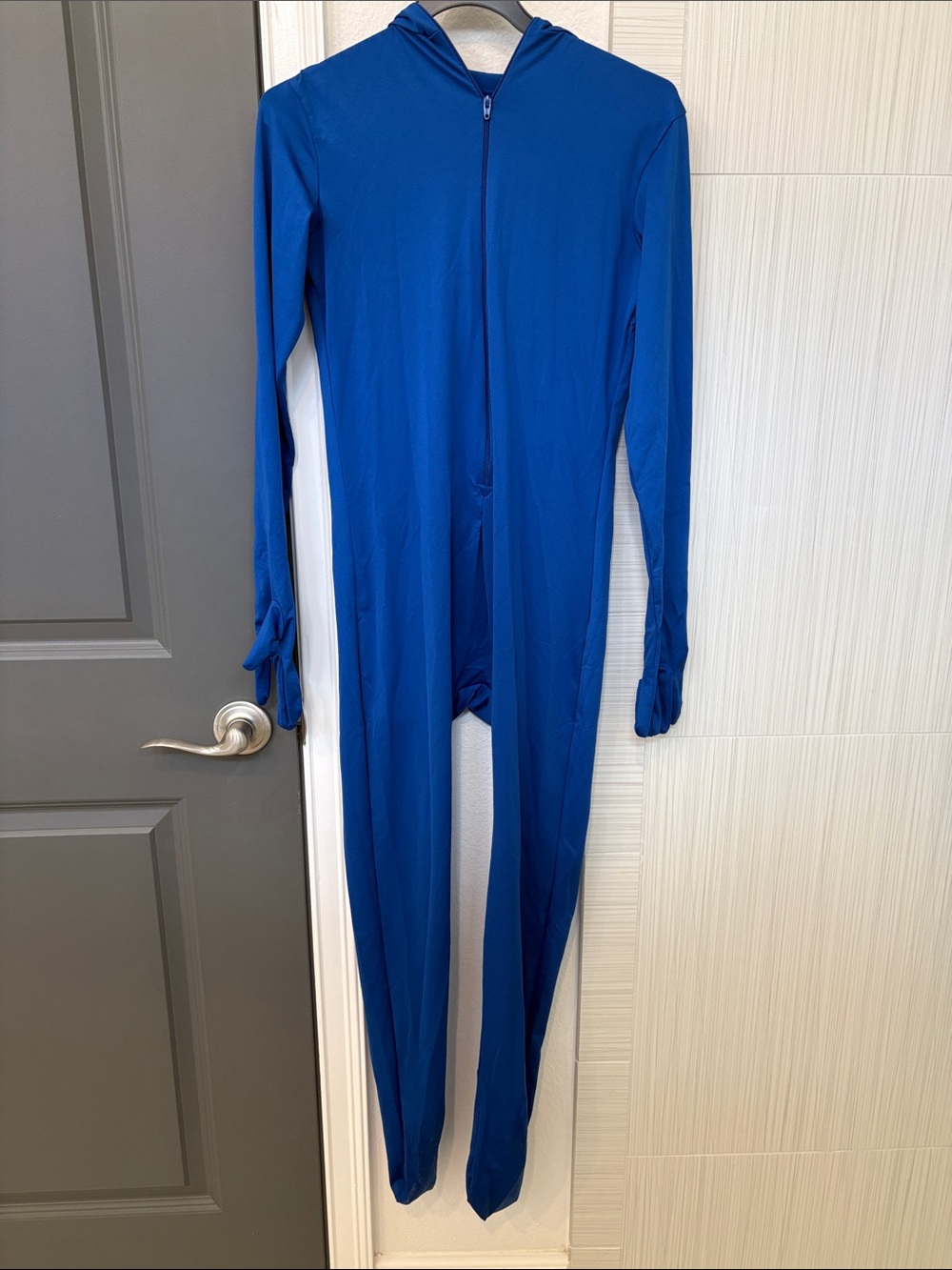 EUC Blue, hooded, Full-Length Jumpsuit